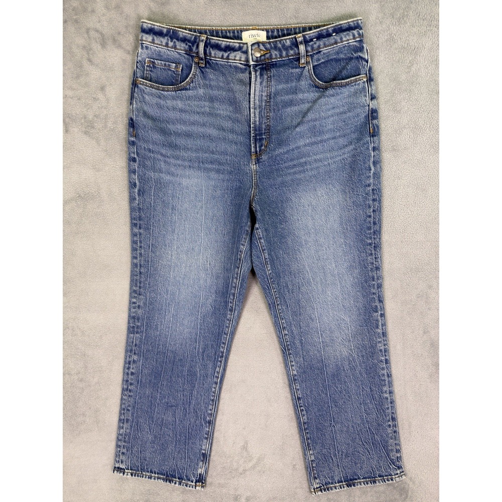 Rivete Denim Jeans Womens 31 Blue Straight Curvy Medium Wash High Rise Stretch